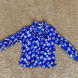 LUCKY BRAND Blue Flower Print LS Shirt Size S